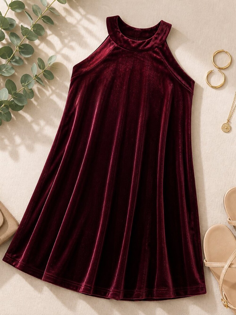 Betsey Johnson Velvet Halter Dress Women’s Size 2 Burgundy Cocktail Party